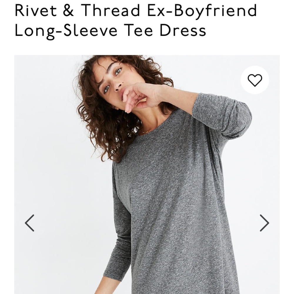 Madewell nwt boyfriend tee dress, xs .